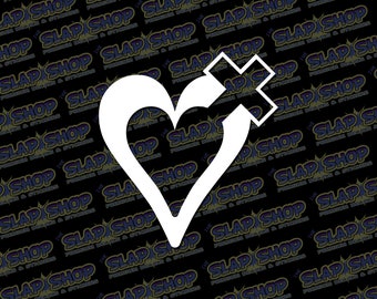 Hearts & Cross Christian Vinyl Decal – Faith Car, Laptop Sticker
