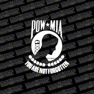 POW-MIA Vinyl Decal | Military Remembrance Sticker for Car, Truck, Laptop & More