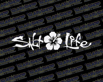 Salt Life Hibiscus Vinyl Decal – Beach & Fishing Lifestyle Sticker for Car or Tumbler
