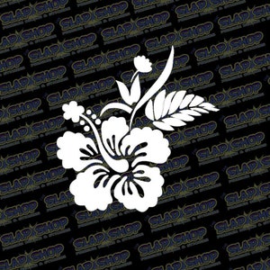 Hawaiian Hibiscus Flower Vinyl Decal | Tropical Car Sticker | Island Laptop & Water Bottle Design