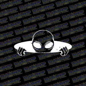Peeking Alien Funny Vinyl Decal - Stickers - Click to Explore Colors & Sizes - Fun Gift Idea - Free Shipping!