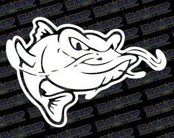 Cartoon Catfish Vinyl Decal – Funny Fishing Sticker for Car or Boat