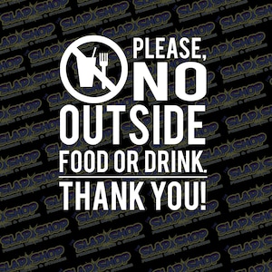 No Outside Food Die-Cut Vinyl Decal - Stickers - Click to Explore Colors & Sizes - Perfect Gift - Free Shipping!