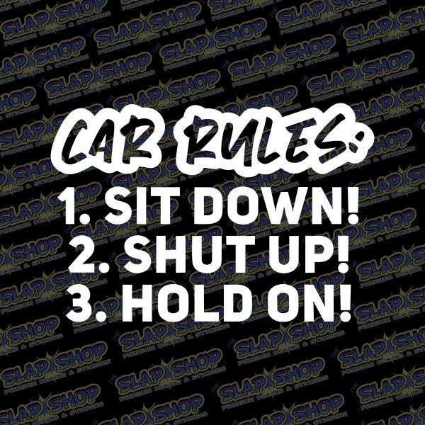 Car Rules Funny Vinyl Decal Sticker CLICK to EXPLORE more colors and size options!