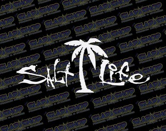 Salt Life Palm Tree Vinyl Decal – Beach & Fishing Lifestyle Sticker for Car or Tumbler