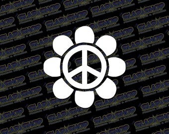 Peace Flower Vinyl Decal – Hippie Retro Sticker for Car, Laptop & Bottle