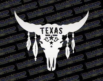 Texas Longhorn Vinyl Decal | Western Cowboy Car & Laptop Sticker