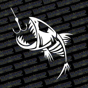 Hooked Bone Fish Die Cut Vinyl Decal for Car, Truck, Laptop, Window's CLICK to EXPLORE more colors and size options! And Free Shipping!