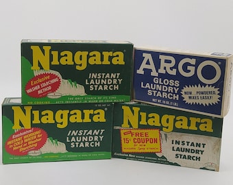 Almidón de lavandería en polvo ARGO NIAGARA vintage, nuevo y antiguo, lote de 16 oz, publicidad