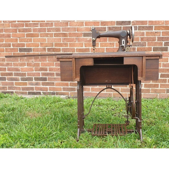 Antique Montgomery Ward Brunswick Treadle Sewing Machine Folding Table  RESTORED Uship/local Collection TBA 