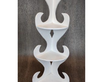 Handmade 3 Tier Wooden Corner Shelf White Paint Unique Curved Edges 23x6" Knick