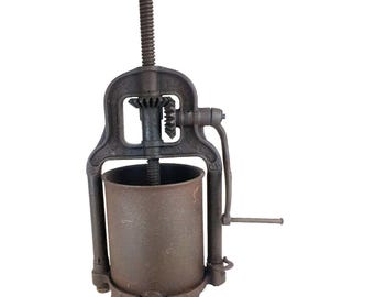Prensa antigua de hierro fundido Shapleigh de 6 cuartos para manteca/fruta/vino. Embutidora de salchichas. Necesita un poco de cariño.