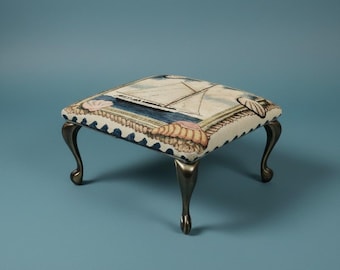 Nautische zeilboot Jachttapijt Voetenbankje Cabriolepoten Kustdecor Zeilen