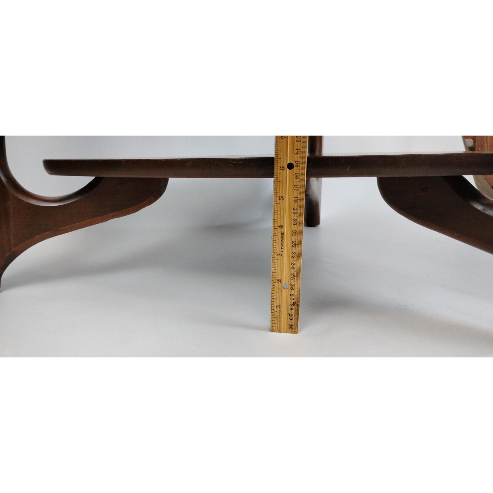 70s Mersman Guitar Pick Triangle 2-tier End Table 37-5 Dark Walnut