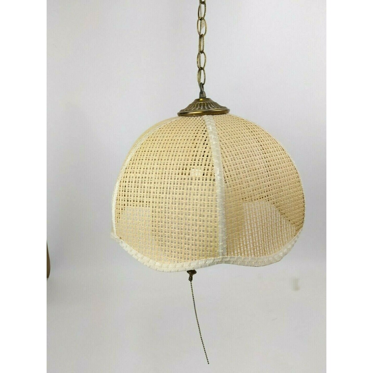 Vintage Hanging Swag Light/Lamp Pendant Wicker Rattan Woven Etsy