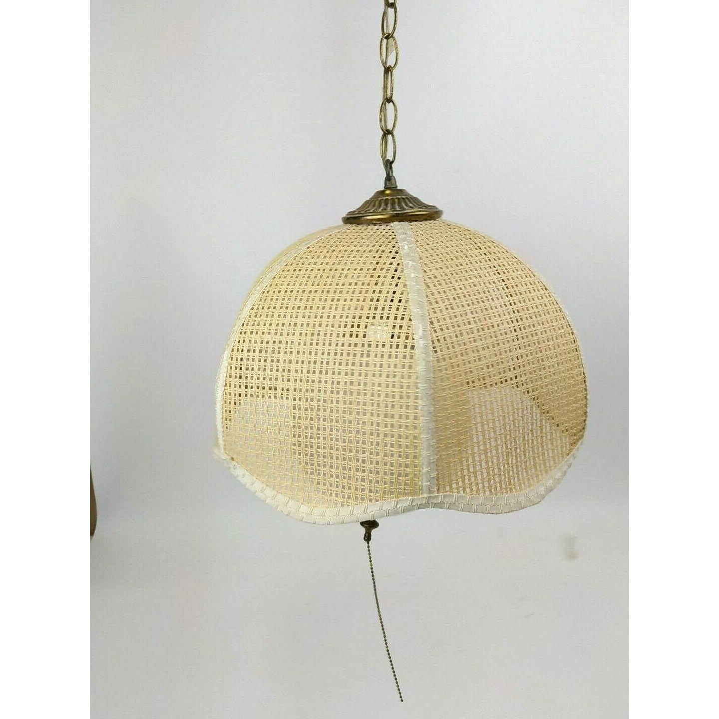 Vintage Hanging Swag Light/Lamp Pendant Wicker Rattan Woven Etsy
