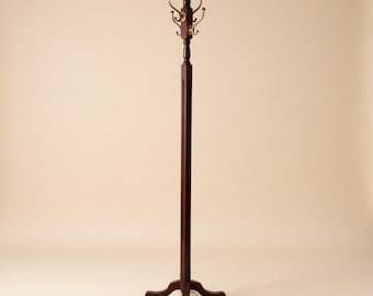 Handmade Wooden Hall Tree Coat Hat Rack Standing 4 Dbl Hooks Mahogany Finish 71"