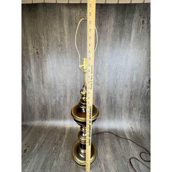 1970s Ethan Allen Lamp Trophy Torch Urn Solid Brass Black Trim