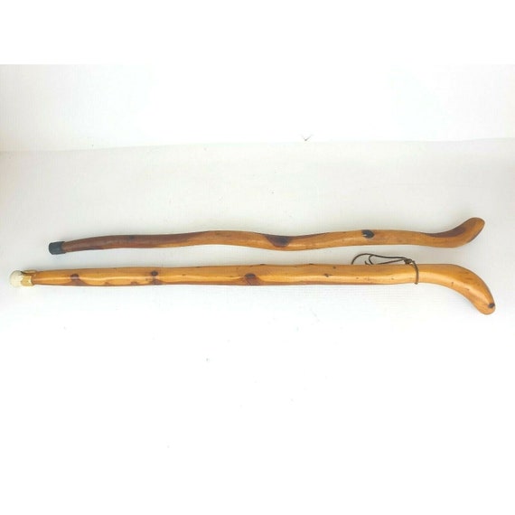 2 Hand Carved Natural Twisted Wood Polished Walking Sticks Cane Hiking  Outdoors -  Canada