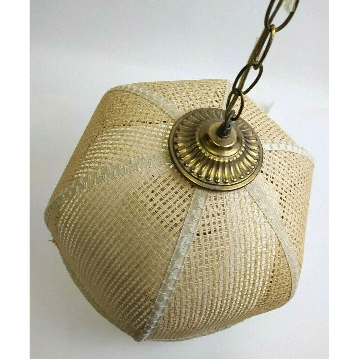 Vintage Hanging Swag Light/Lamp Pendant Wicker Rattan Woven Etsy