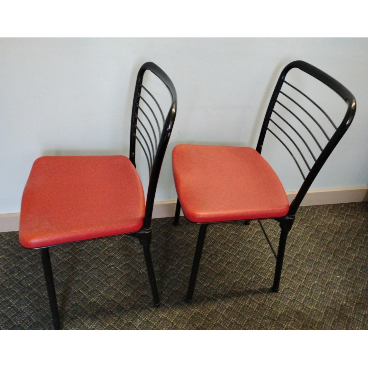 2 50s Hamilton Cosco Red/black Vinyl Fashionfold Folding Chairs