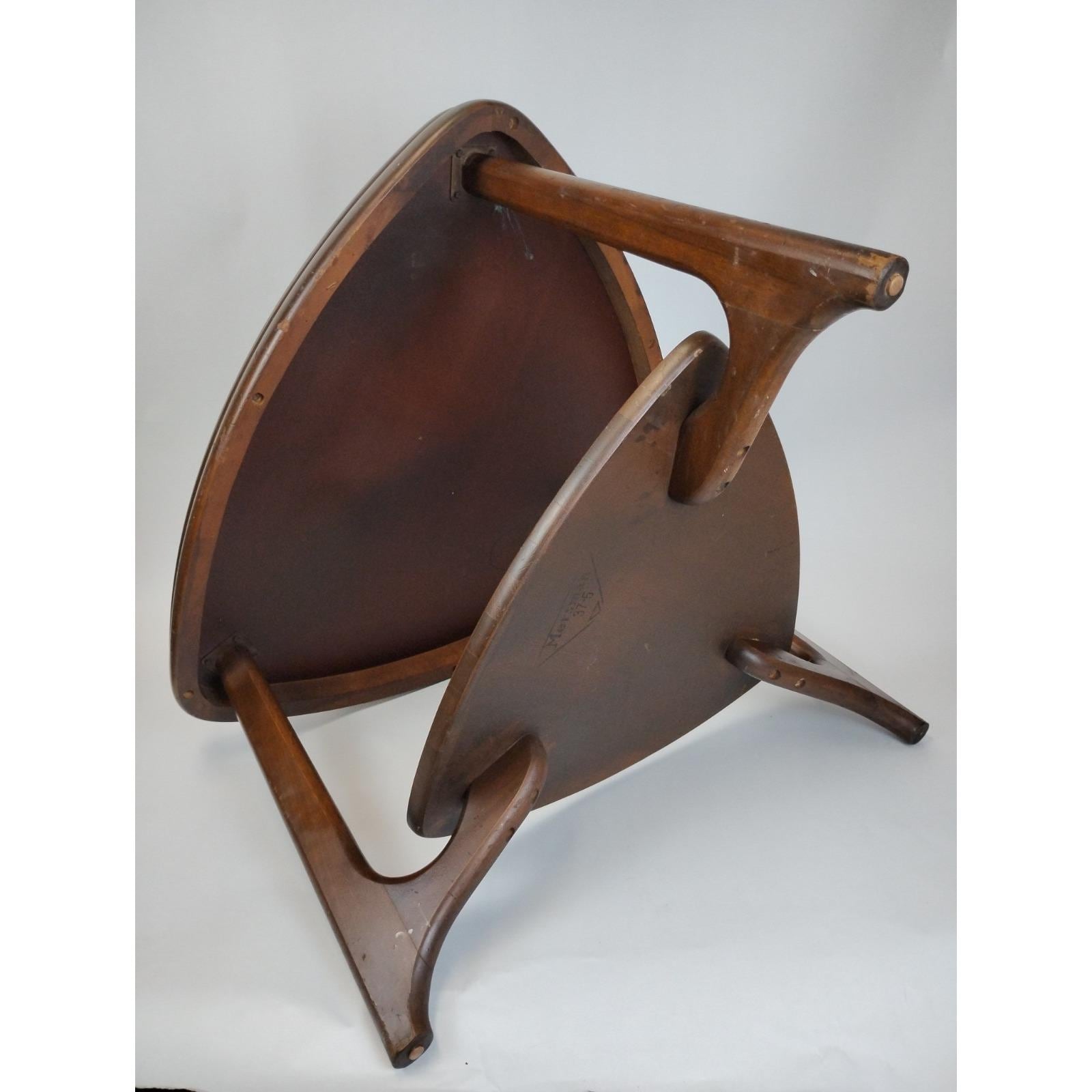 70s Mersman Guitar Pick Triangle 2-tier End Table 37-5 Dark Walnut