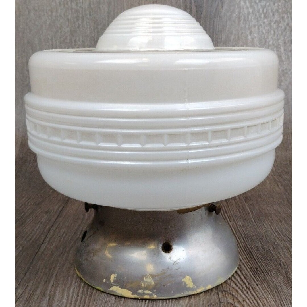 50s Bathroom Ceiling Light Shade/fixture Frosted White/clear Round 8" Bullseye - Etsy