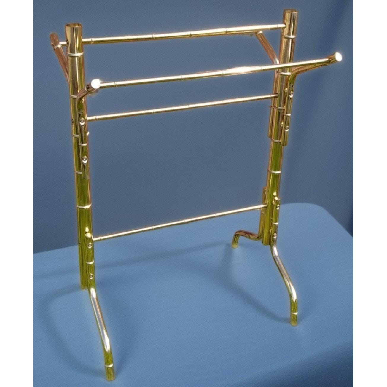 Gold Faux Bamboo Quilt Towel Rack Holder Brass Chinoiserie