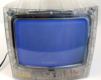 RCA Clear Jail Prison 13" CRT Color TV Works J13804CL Retro Gaming Sdtv Coax