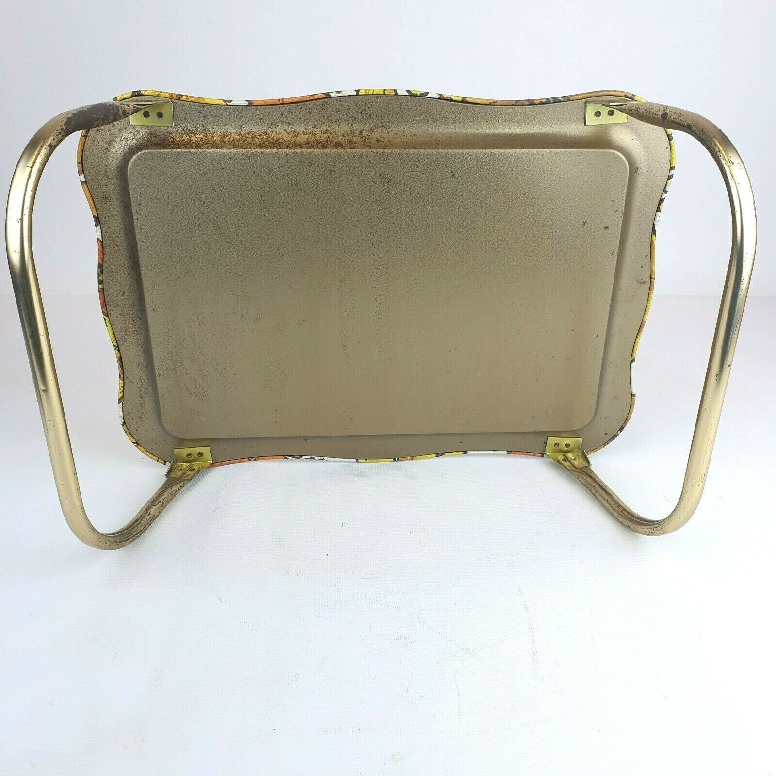 2 60s MCM Lavada Lap Metal TV Trays Set Yellow Flower Power Etsy