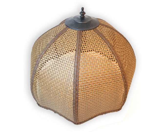 Vintage Rattan Swag Lamp Shade Only Boho Woven Dome Etsy