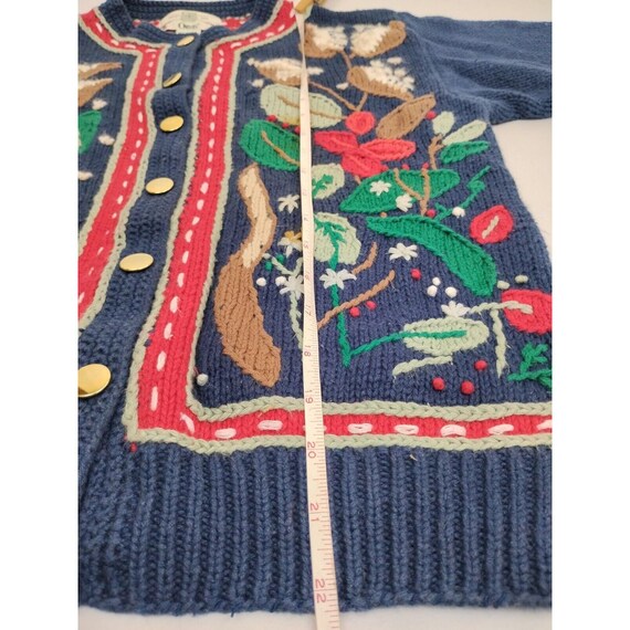 90s Orvis Ladies Cardigan M Floral Sweater Embroidery