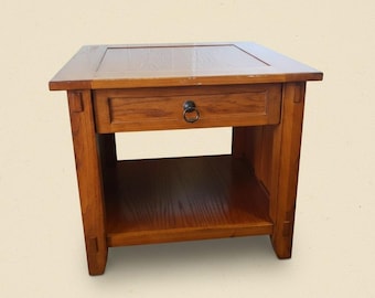 Lane Oak Wood Mission Style End Side Table Nightstand w/Drawer 24"T 28" Square