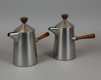 Juego de cafetera de acero inoxidable Old Hall Campden Robert Welch de 2 piezas, estilo MCM años 60 atómico.