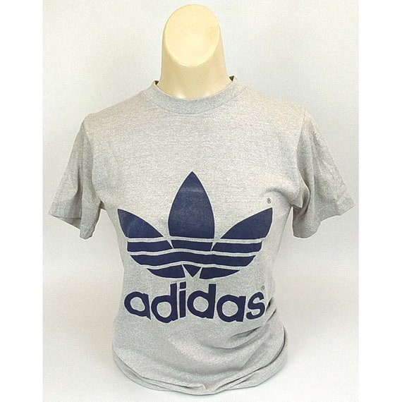 1980s Adidas T Shirt Double Sided Trefoil Logo Sz Small Grey/navy Single  Stitch - Etsy Canada