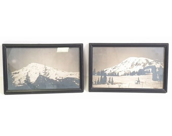 Antieke Mount Rainier? 6x10" fotopaar echte foto Washington B&W geschiedenis