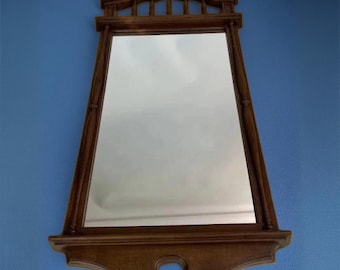 1976 Vintage HomCo 32x15" Colonial Style Rectangle Wall Mirror 2058 Wood Look