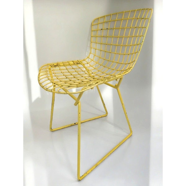 Harry Bertoia Child's Yellow Wire Side Chair Knoll 1950s Mid Century Modern