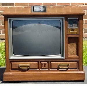 1986 Zenith Space Command Color Wood Console Television Tv/remote