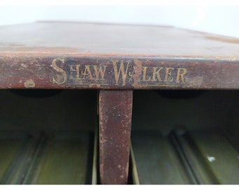 1960s Shaw Walker Metal 2 Drawer Card File Cabinet Faux Wood