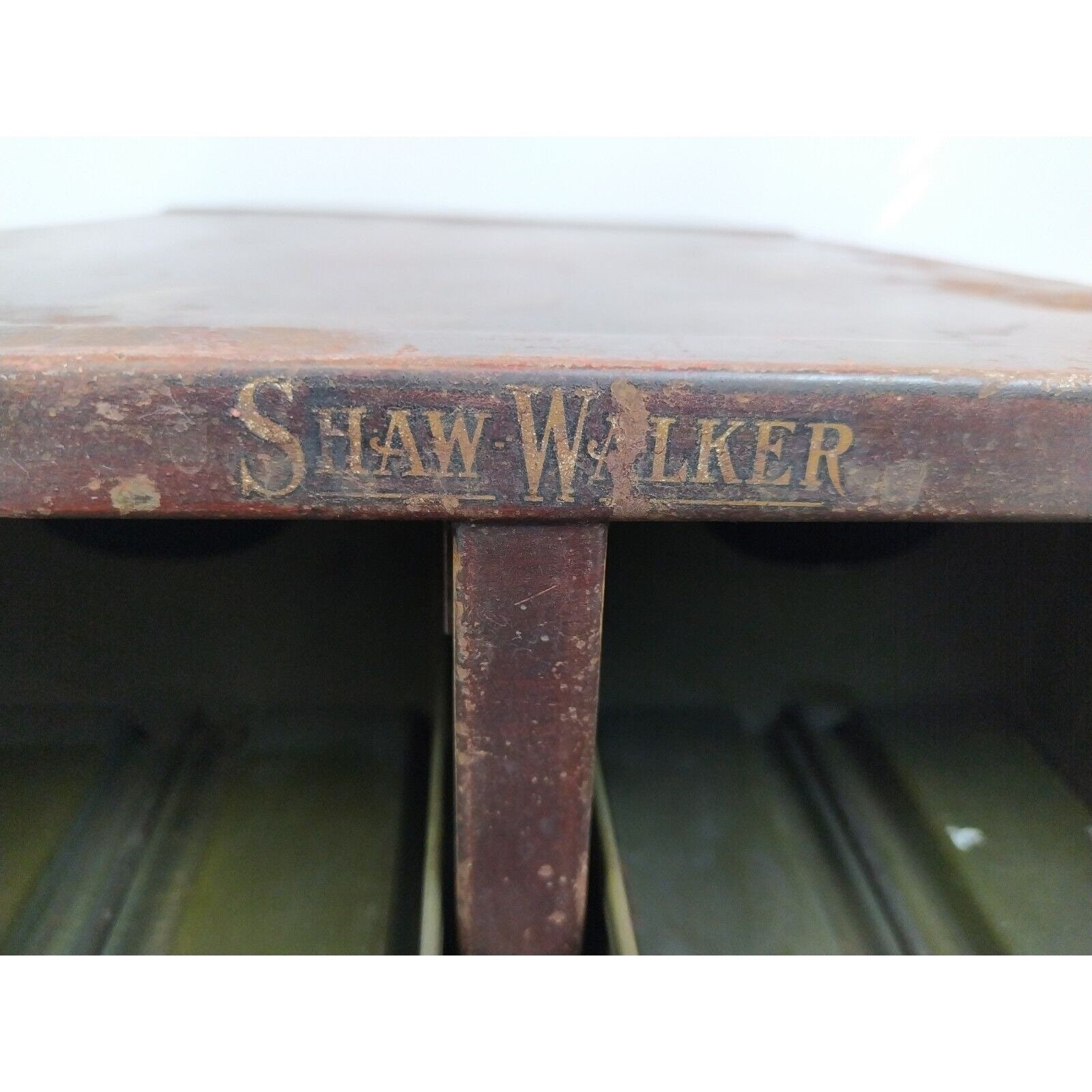 1960s Shaw Walker Metal 2 Drawer Card File Cabinet Faux Wood