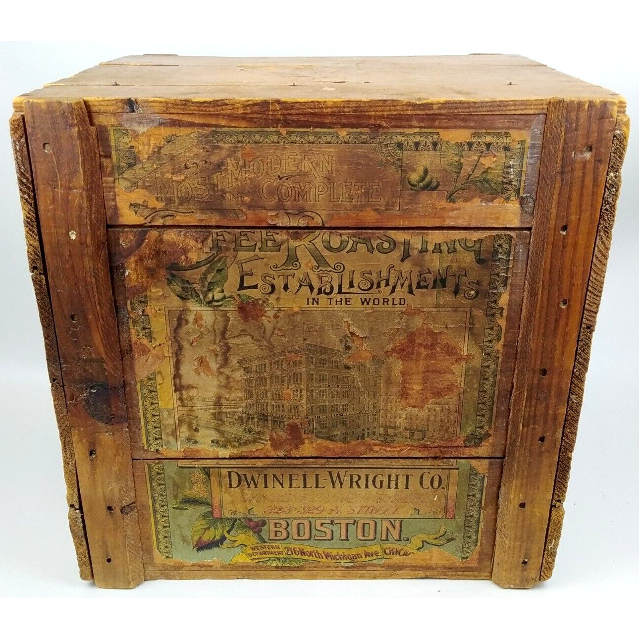 Antique Royal Coffee Dwinell Wright Boston Chicago Wood Box Ad