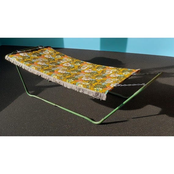 FALK spalo FA アラバマ 60s Free Standing Hammock Orange Floral Green Metal Frame