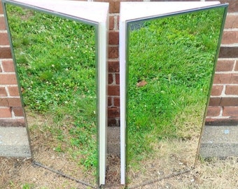 MCM Chrome Matched Pair Wall Mounted Corner Bathroom Mirror Medicine Cabinet 60s
