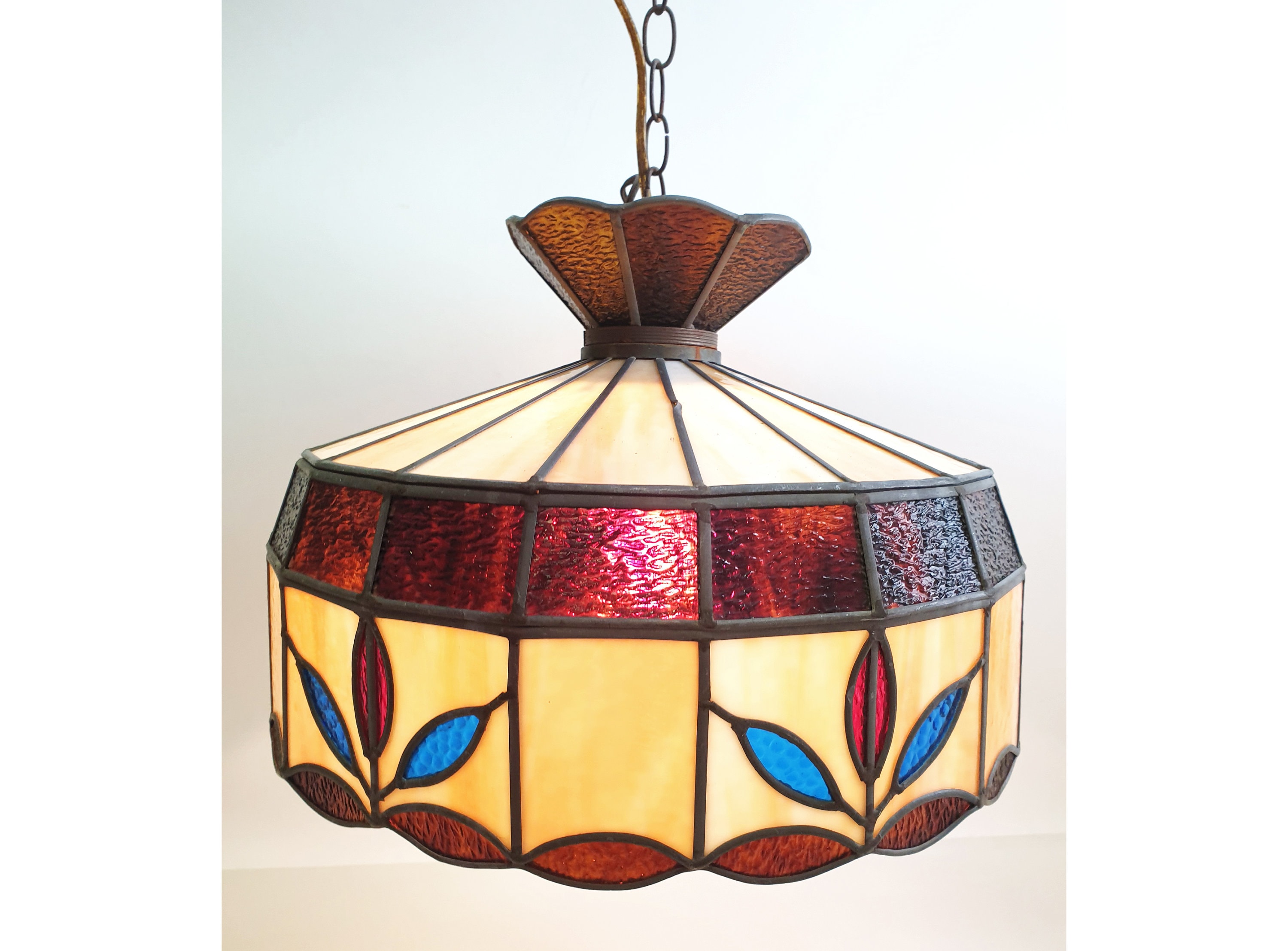 Slag glass chandelier deals