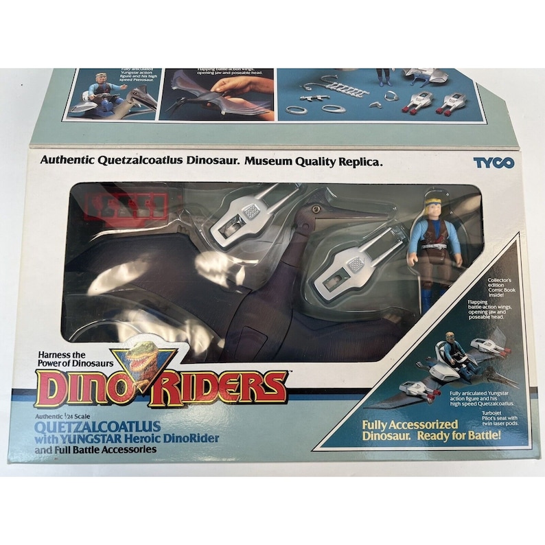 TYCO Dino Riders Quetzalcoatlus & Yungstar New In Open Box With Mini-Comic 1987 image 4