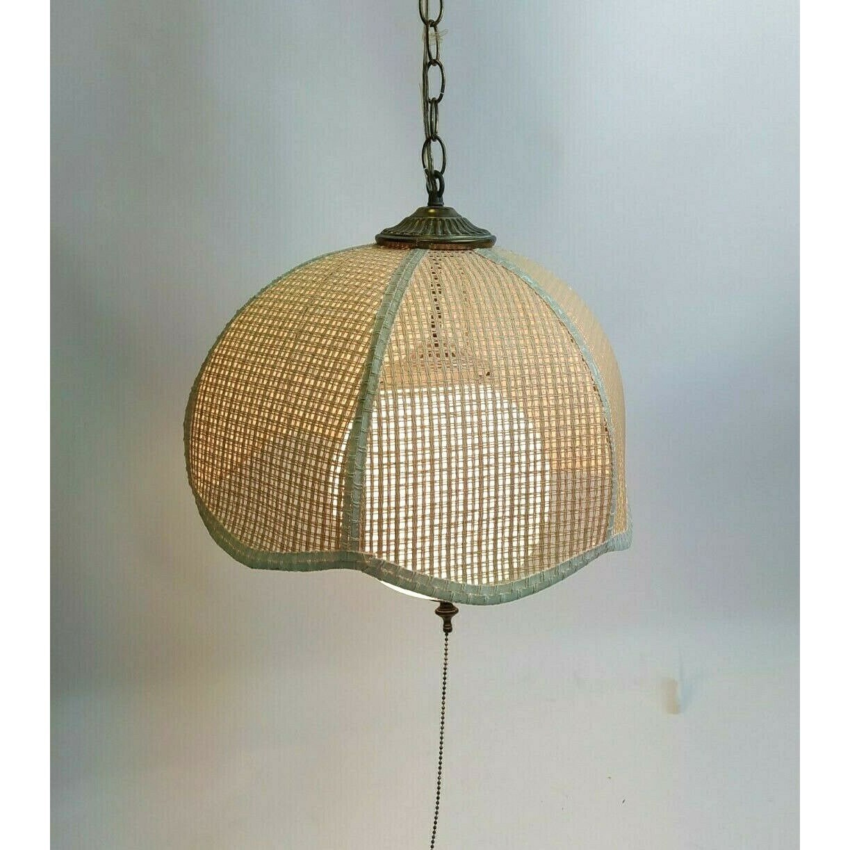 Vintage Hanging Swag Light/Lamp Pendant Wicker Rattan Woven Etsy