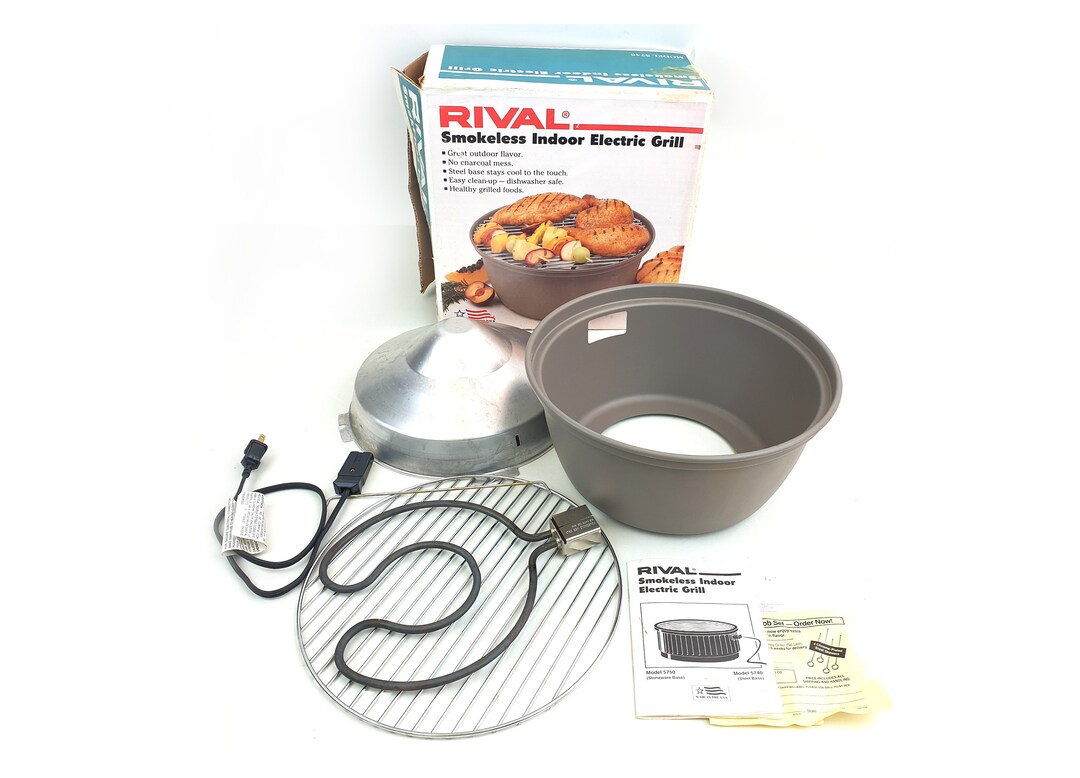 VTG Rival Smokeless Indoor Electric Grill 5740 Grey Hibachi Etsy