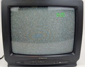 1997 Emerson TC1375A TV CRT da 13 pollici Televisore da gioco retrò portatile Funziona! Coax Con