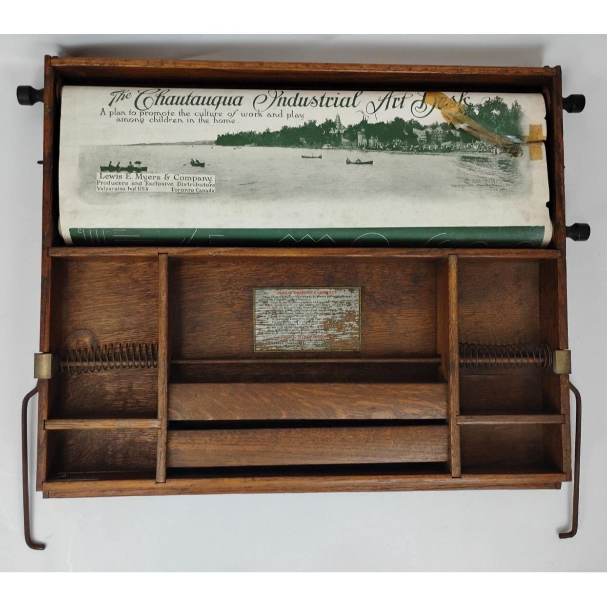 K3307 1912's Heintz Art l Shop トレイ Antique 1913 Lewis E. Myers Chautauqua Industrial Art Desk